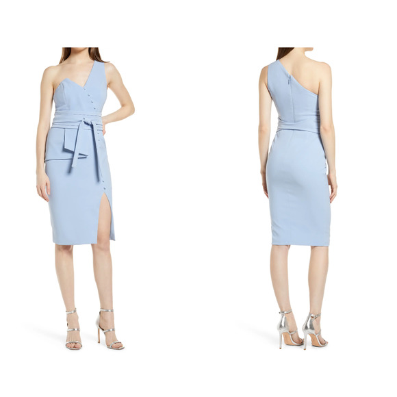 Lavish Alice Dresses & Skirts - Lavish Alice Origami One-Shoulder Midi Dress Blue Midi Dress | Size 12